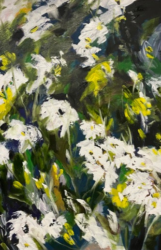 White Flowers on Green