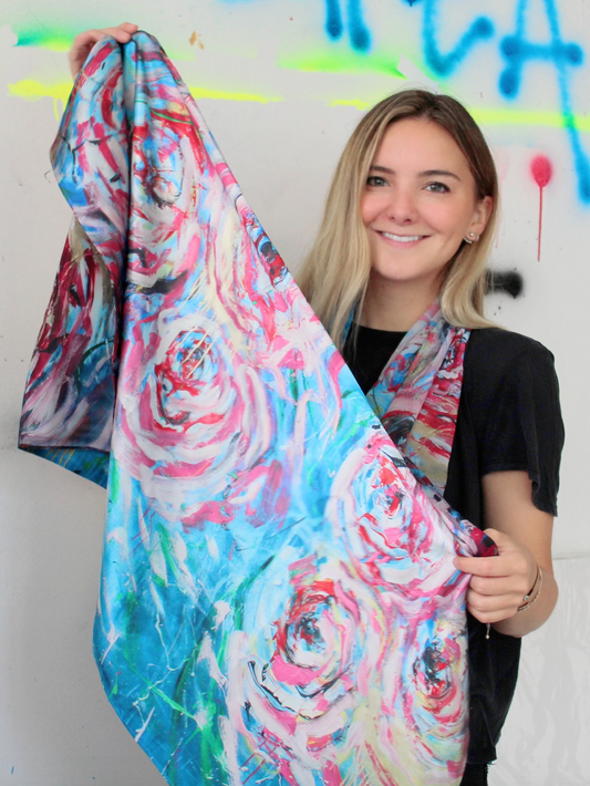 Pañoleta de Flores Azules